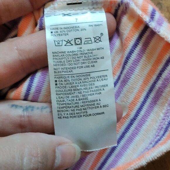 Janie and Jack Tank Top Size 7 Purple Orange Striped Terry Tank Cotton - Picture 4 of 5